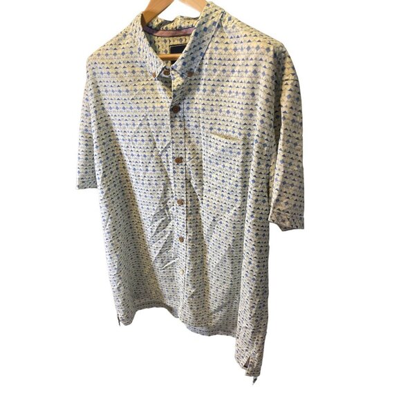Tommy Bahama Mens Blue White Patterned Short Sleeve Button Front Shirt Sz 2XL - Picture 3 of 10